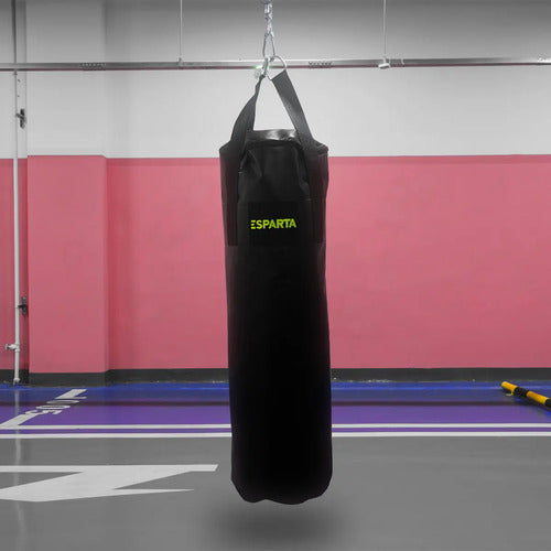 Bolsa De Boxeo En Cuerina 1m Línea Pro Rellena Color Negra