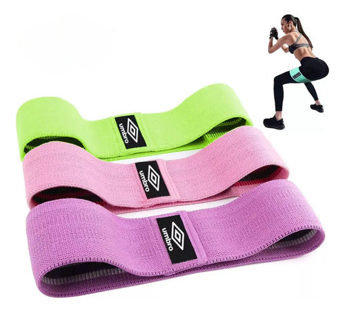 Set 3 Bandas De Tela Resistencia Circular - Umbro Verde/rosa/violeta