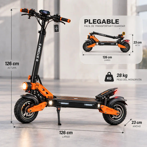 Monopatín Eléctrico Storm 800w 48v Plegable Nfc Adulto Naranja
