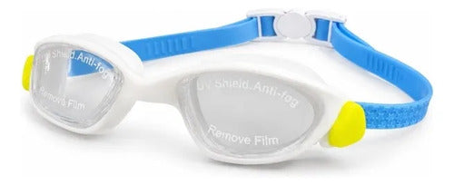 Antiparras Lentes Natación Niños Moaki Rua Pro Ajustables Azul/blanco