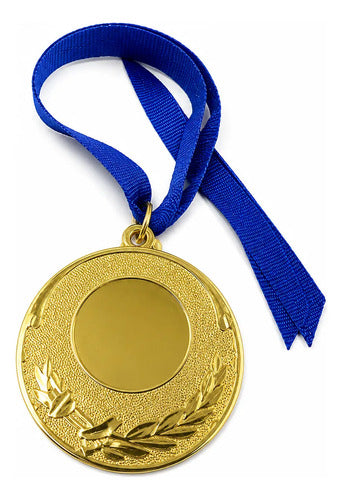 Medalla Trofeo Hierro Con Cinta X 10 Unidades 5 Cm Dorada