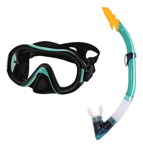 Set Snorkel Mascara Hydro 2.0 Senior Buceo Vidrio Templado Negro