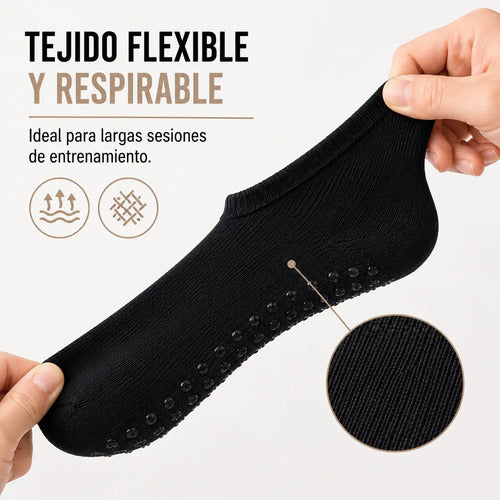 Pack X10 Medias Soquete Antideslizantes Para Yoga Pilates Surtido Liso Unico