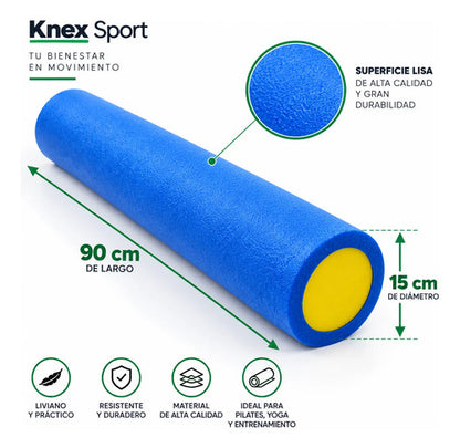 Rolo Pilates Liso Goma Eva 90x15cm - Yoga Fitness Foam Colores Surtidos