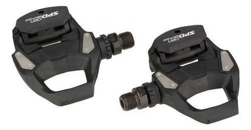Pedales Para Bicicleta Ruta Pd-rs500 Spd-sl C/placas Sm-sh11 Negro/gris Claro