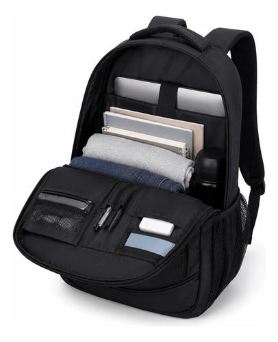 Mochila Escolar Universitaria Reforzada Negra 25l Viaje Negro Lisa