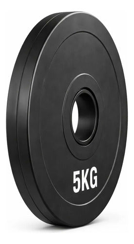 Disco Olímpico Engomado 5 Kg P/ Barra Pesas Gym Profesional Negro