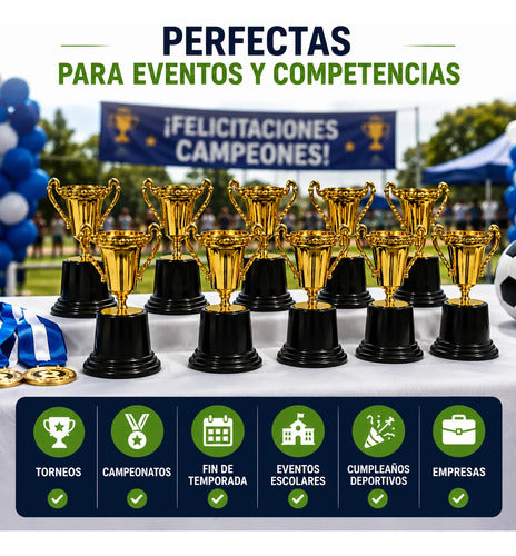 Copa Trofeo Con Asas Premio Para Deportes 13cm Pack X10 Dorado