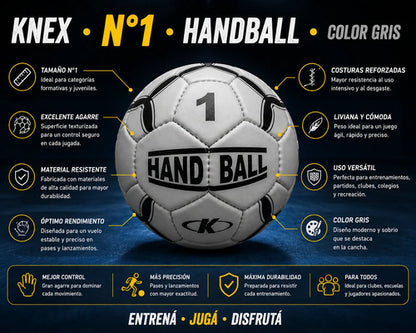 Pelota Handball Knex N°1 Gris Entrenamiento Y Competencia Gris 1