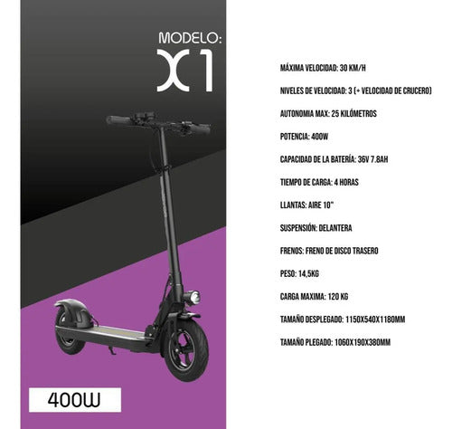 Monopatín Eléctrico X1 Joyor Mm Sports Negro