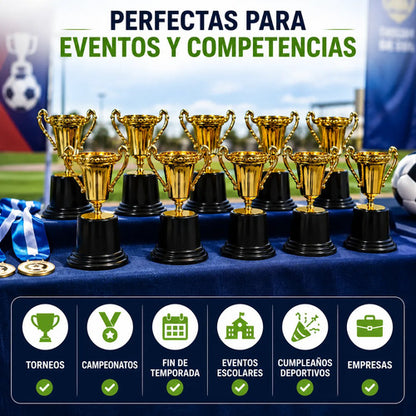 Copa Trofeo Con Asas Premio Para Deportes 13cm Pack X10 Dorado