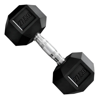 Mancuerna Hexagonales Hierro Recubierto 27,5kg Rhino Negro