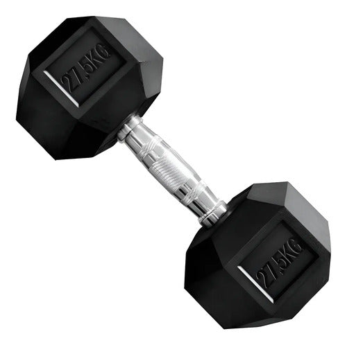 Mancuerna Hexagonales Hierro Recubierto 27,5kg Rhino Negro