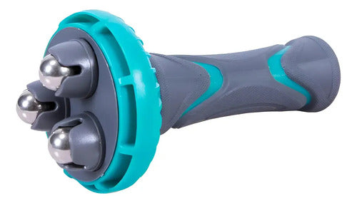 Masajeador De 3 Esferas Metalicas Barra Acero Ergonómico Turquesa