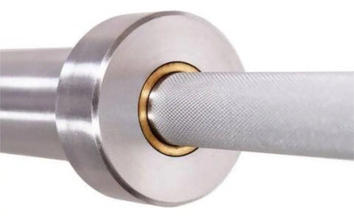 Barra Olímpica 20 Kg Profesional 4 Rodamientos 2.2 Mts Plateado