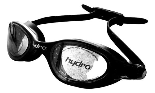 Antiparras Hydro Unibody + Tapones Lente Natacion Antifog Uv Color Negro