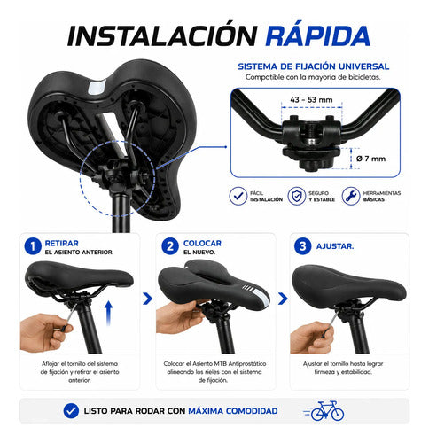 Asiento Bicicleta Mtb Antiprostático Ergonómico Calidad Negro