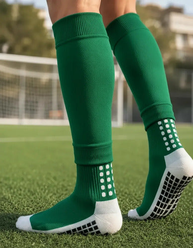 Combo Media Sin Pie + Antideslizante Fútbol Adulto Mmsports Verde M
