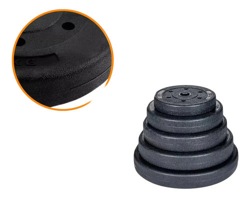 Kit Set Barras 2 Mancuernas + Discos 20kg 3 En 1 Negro