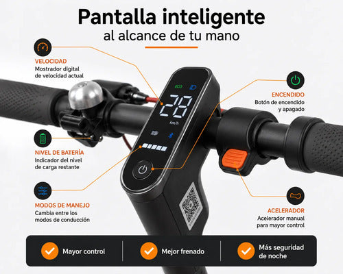Monopatín Eléctrico 350w Rodado 10 Plegable Hasta 28 Km/h Negro