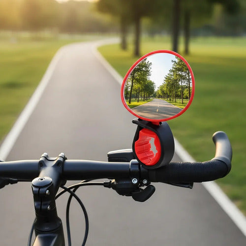 Espejo Para Bicicleta Ciclismo Se Inserta Al Puño Manubrio Rojo/negro
