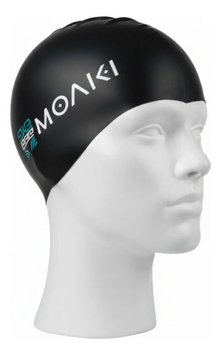 Gorra De Natación Moaki Silicona Mmsports Negro Lisa Unico