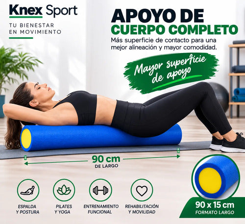 Rolo Pilates Liso Goma Eva 90x15cm - Yoga Fitness Foam Colores Surtidos