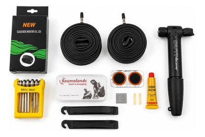 Kit Reparación Bicicleta Rodado 26 2 Cámaras Inflador Parche