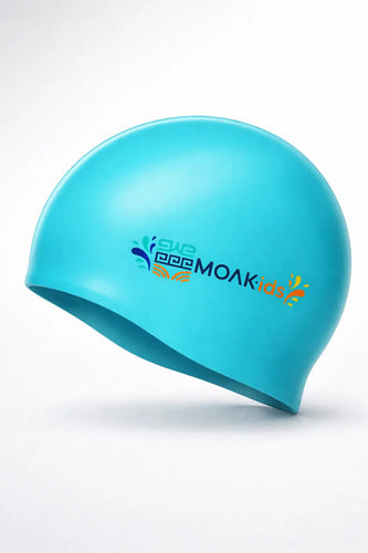 Gorra Natación Niños Silicona Moaki Kiroa Kids Celeste Lisa Niño