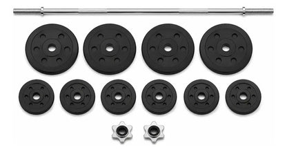Kit Pesas Barra Recta Discos Pvc Cemento Gimnasio Fitness Barra 150 M 4x3 Kg 6x2 Kg