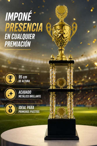 Copa Trofeo Monumental Metálica Altura 95cm Torneo Deportivo Amarillo