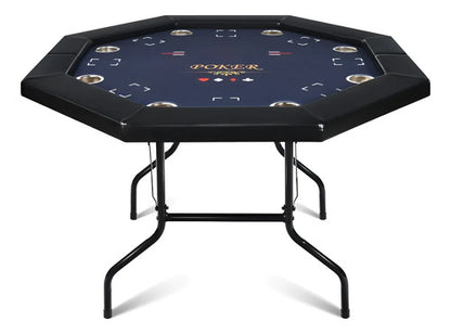Mesa Poker Profesional Plegable 8 Personas Con Portavasos Azul Oscuro