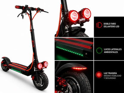 Monopatin Eléctrico Knex R10 Plegable Negro/rojo 36v*10.4ah Negro