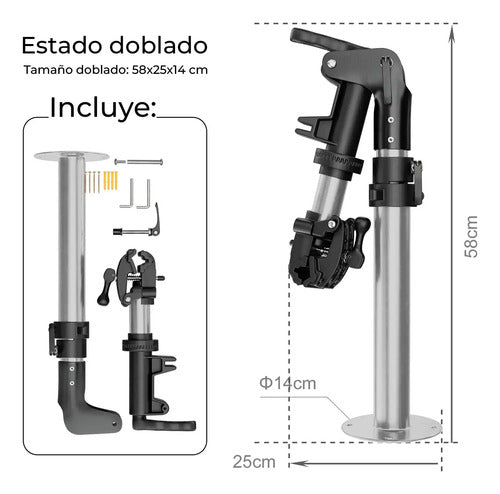 Soporte Reparación Bicicletas 58-94cm Rotación 360 - Zuba Plateado