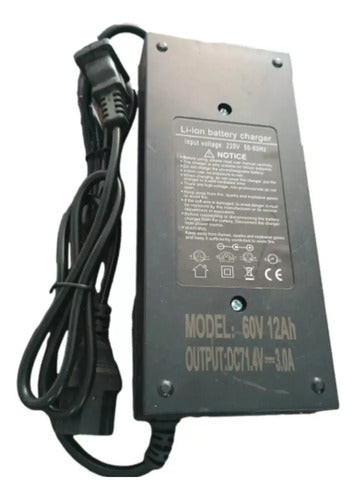 Cargador Bateria 60v 20ah Moto Electrica Accesorios Negro