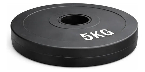 Disco Olímpico Engomado 5 Kg P/ Barra Pesas Gym Profesional Negro