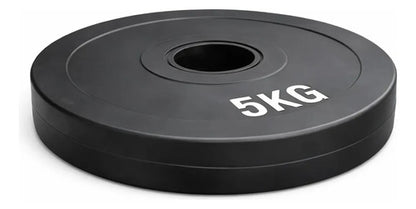Disco Olímpico Engomado 5 Kg P/ Barra Pesas Gym Profesional Negro