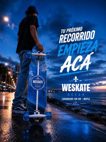 Longboard Weskate 108 Cm Tabla Maple Ruedas Anchas Paseo Weskate Ocean