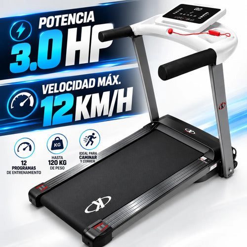 Caminador Eléctrico 3,0 Hp Fitness 12km/h Blanco