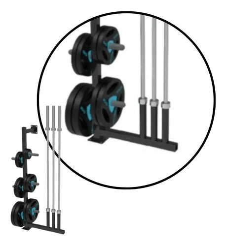 Soporte Para Discos Olímpicos Barras Para Piso Gym Livepro Negro
