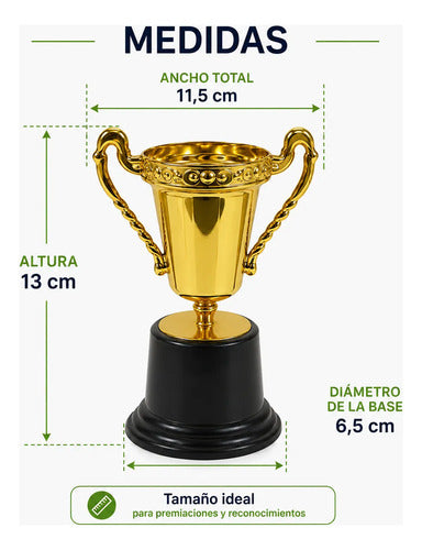 Copa Trofeo Con Asas Premio Para Deportes 13cm Pack X10 Dorado