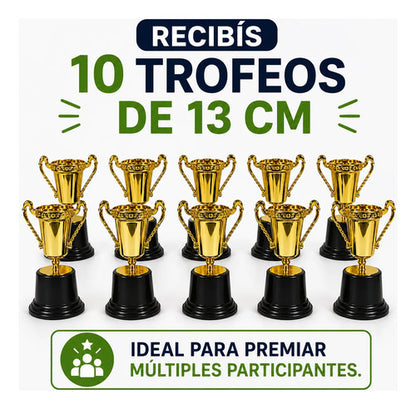Copa Trofeo Con Asas Premio Para Deportes 13cm Pack X10 Dorado
