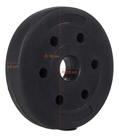 Pesa Disco Revestido 2kg Para Barra Mancuerna Entrenamiento Negro