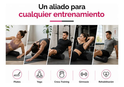 Rodillo Macizo De Goma Eva Para Yoga / Foam Roller - 90 Cm Negro