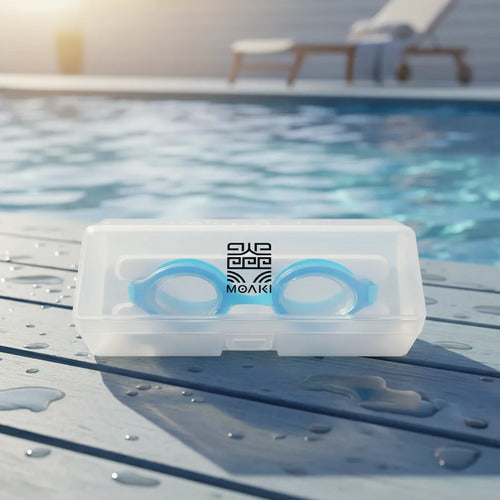 Antiparras Lentes Natación Niños Moaki Rua Pro Ajustables Azul/blanco