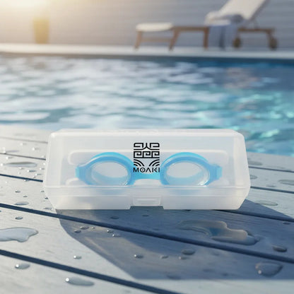 Antiparras Lentes Natación Niños Moaki Rua Pro Ajustables Azul/blanco