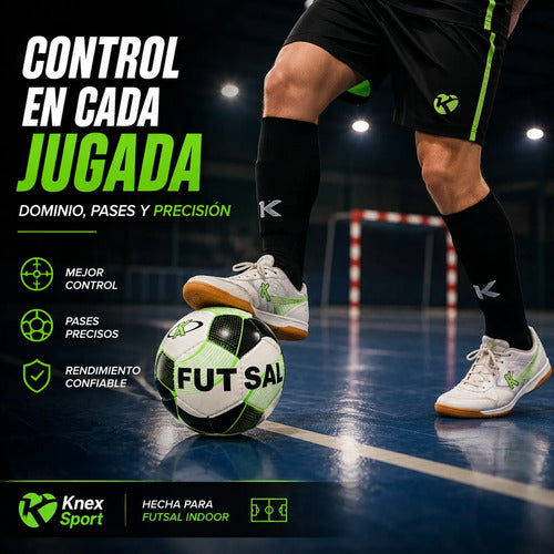 Pelota De Futsal N°3 Knex Sport Fútbol Sala Indoor Calidad Negro/verde