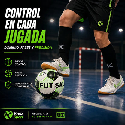 Pelota De Futsal N°3 Knex Sport Fútbol Sala Indoor Calidad Negro/verde