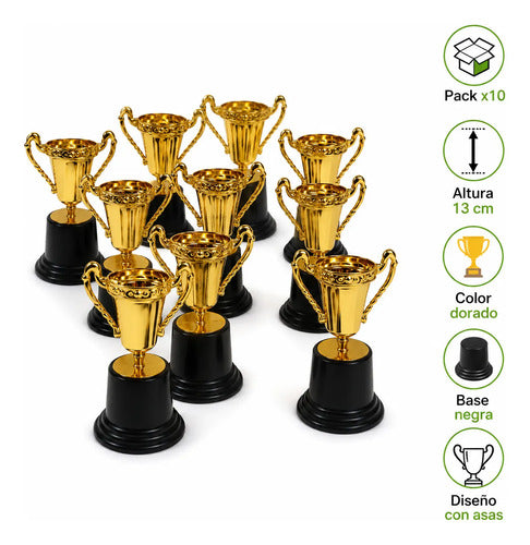 Copa Trofeo Con Asas Premio Para Deportes 13cm Pack X10 Dorado