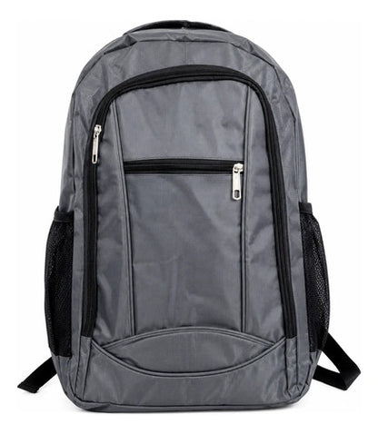 Mochila Escolar Universitaria Negra Reforzada Uso Diario Gris Liso